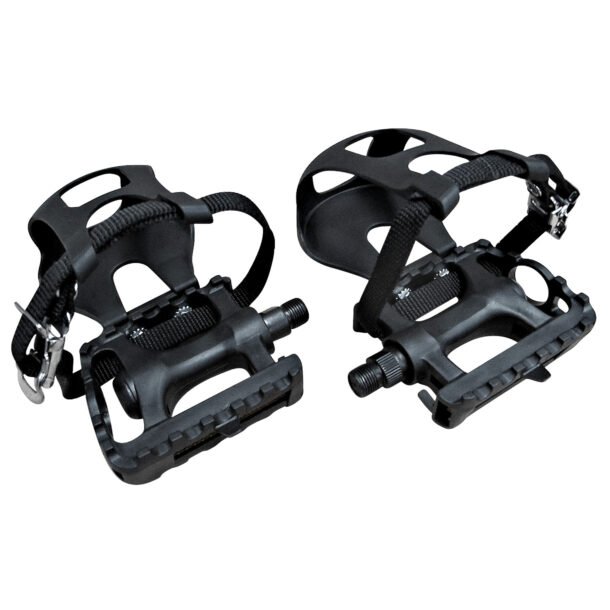 Positz City Bike Pedals with Toe Clips and Straps 9/16in - Image 2