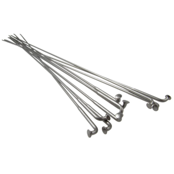 Positz Standard J Bend Bike Spokes and Nipples - Stainless Steel, Silver, 14G/2mm (12 Pack) - Image 2