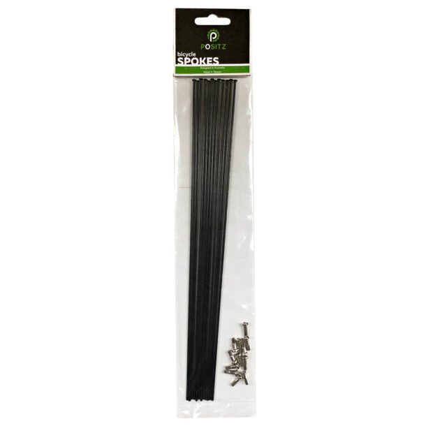 Positz Straight Pull Spokes and Nipples Set – Stainless Steel, Black, 14G/2mm (12 Pack) - Image 7